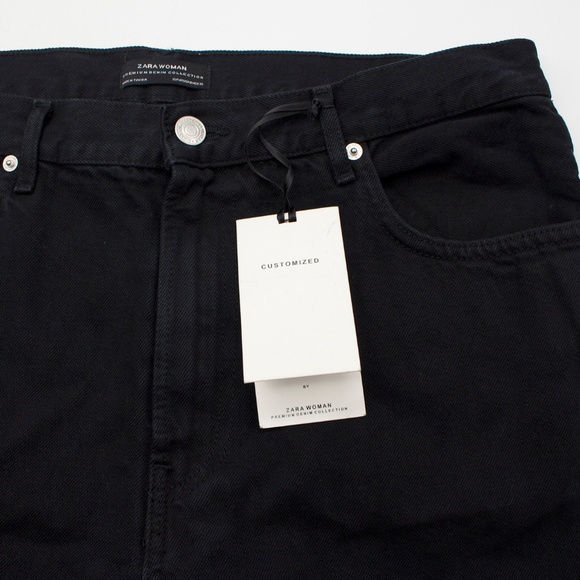 LAST PAIR!! ZARA WOMAN HIGH RISE FRINGED JEANS - Picture 6 of 8